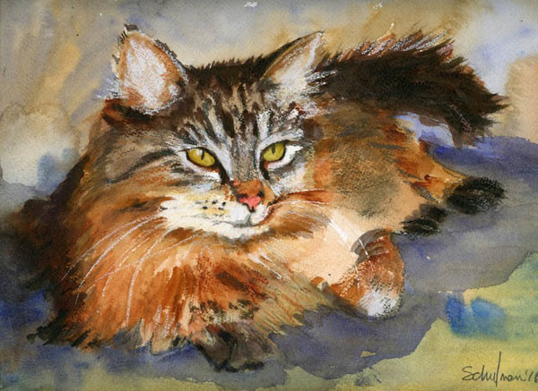 watercolor cat art