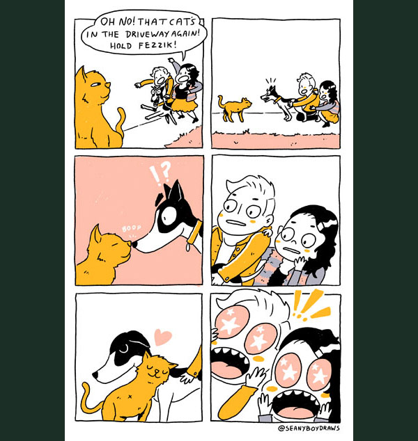 cat dog friends comic