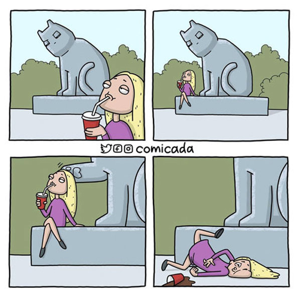 cat statue comic