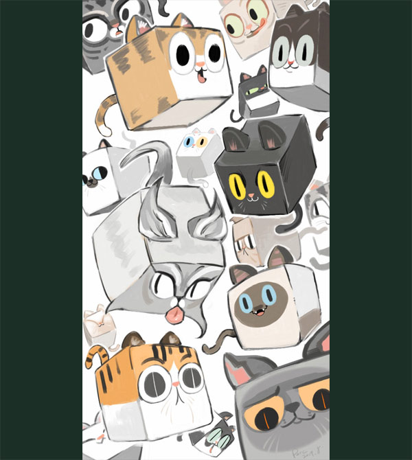 cubed cats art