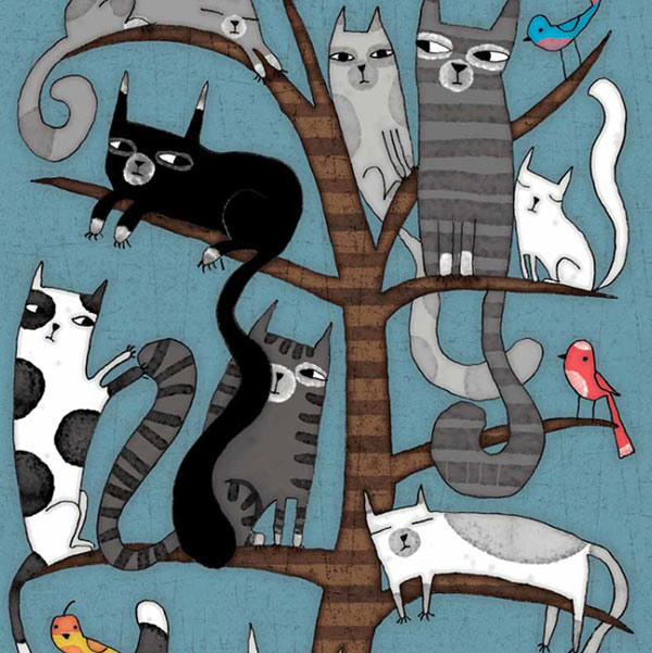 cats in tree art