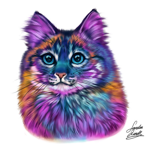 rainbow cat portrait